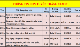 TỔNG HỢP ĐƠN TUYỂN DỤNG THÁNG 10/2019